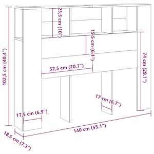 Čelo postele s úložným prostorem old wood 140 x 18,5 x 102,5 cm - obrázek 9