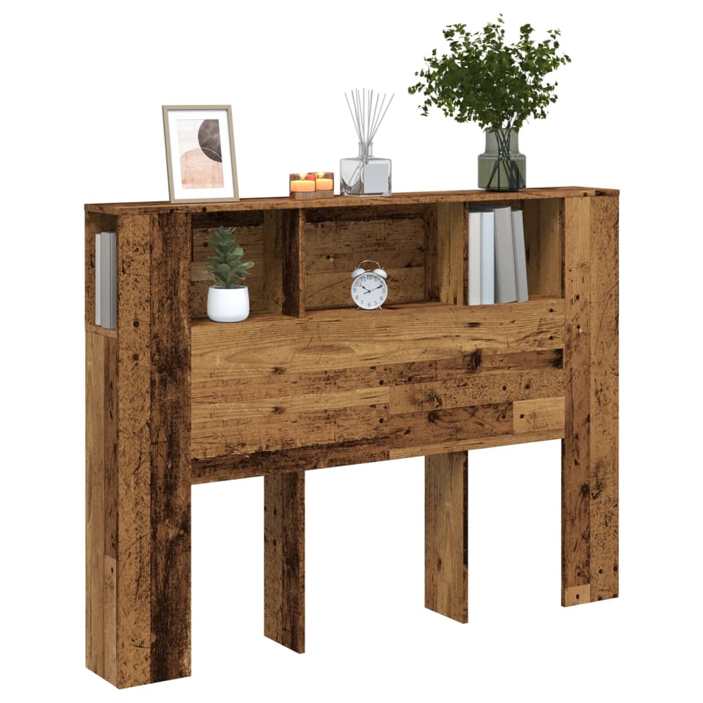 vidaXL sengegavl m. opbevaring 140x18,5x102,5 cm konstrueret træ antik