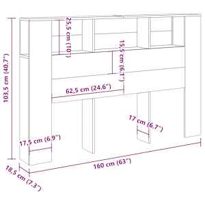 Čelo postele s úložným prostorem old wood 160 x 18,5 x 103,5 cm - obrázek 9