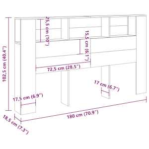 Čelo postele s úložným prostorem old wood 180 x 18,5 x 102,5 cm - obrázek 9