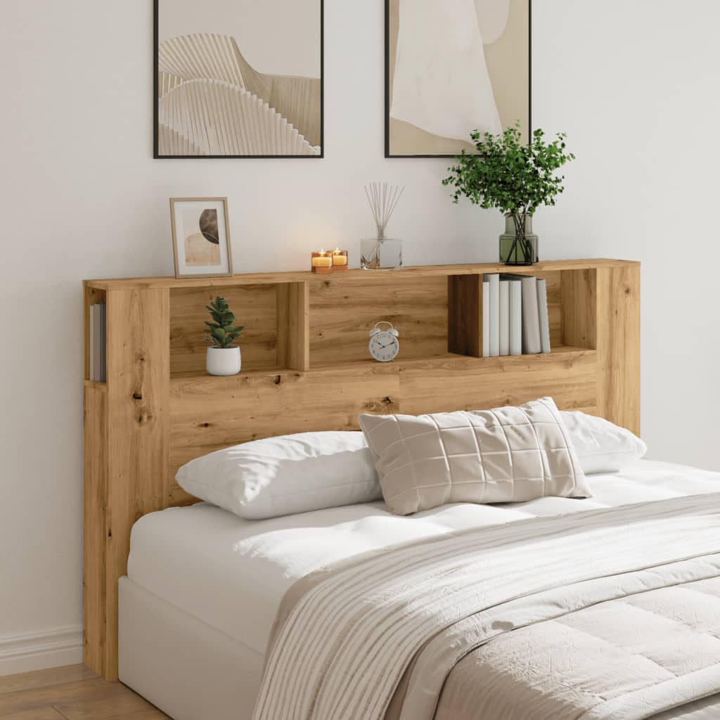 vidaXL Hoofdbordkast 180x18,5x102,5 cm bewerkt hout artisanaal eiken afbeelding
