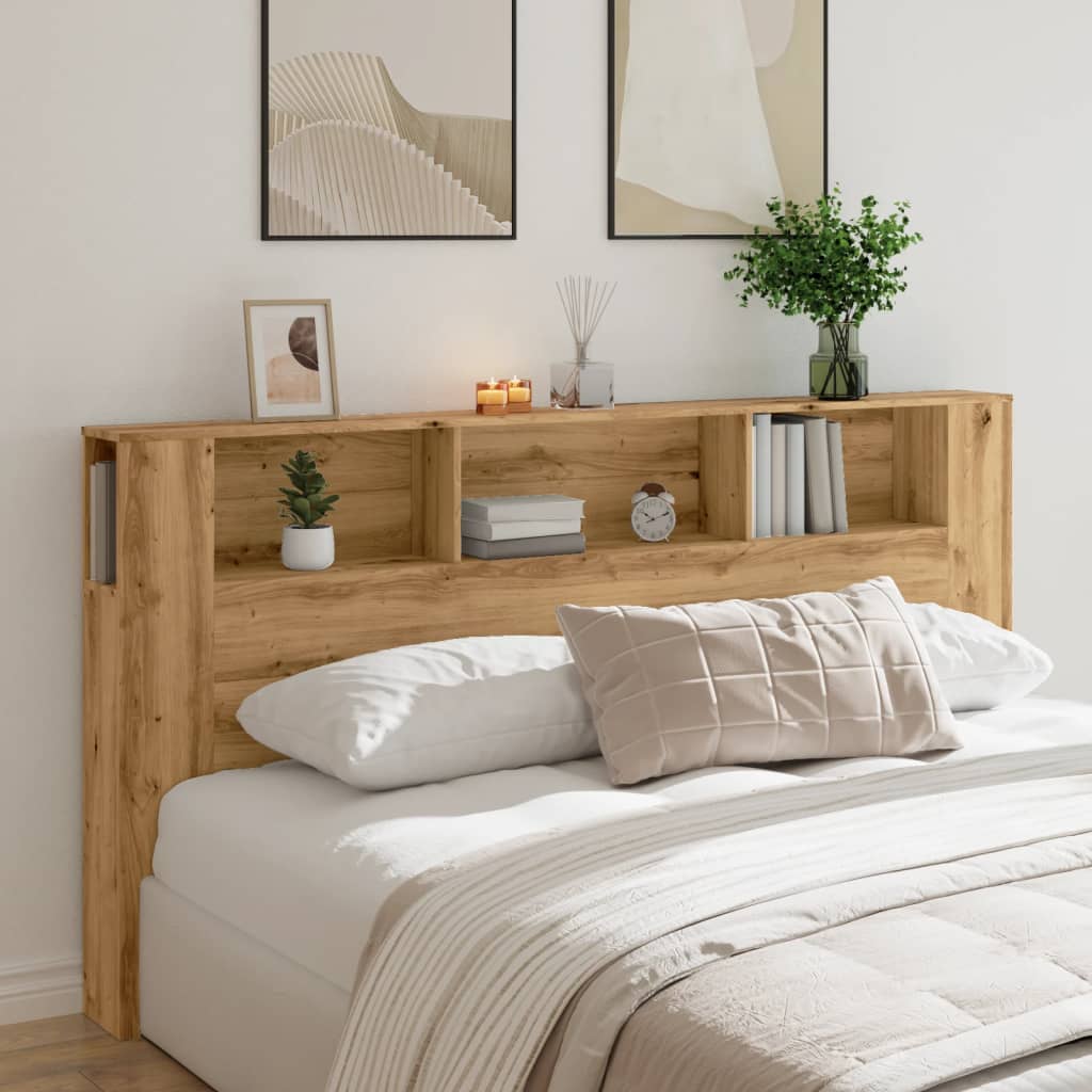 vidaXL Hoofdbordkast 200x18,5x102,5 cm bewerkt hout artisanaal eiken afbeelding