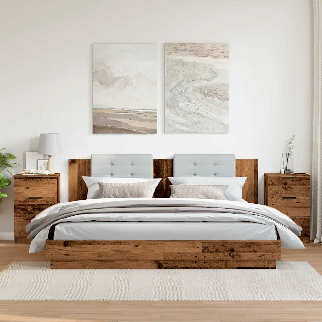vidaXL Nachtkastjes 2 st 40x36x65 cm bewerkt hout oud houtkleurig afbeelding