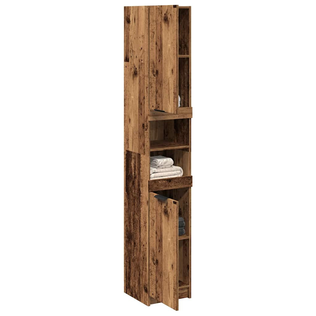 vidaXL Badschrank Altholz-Optik 32x34x188,5 cm Holzwerkstoff