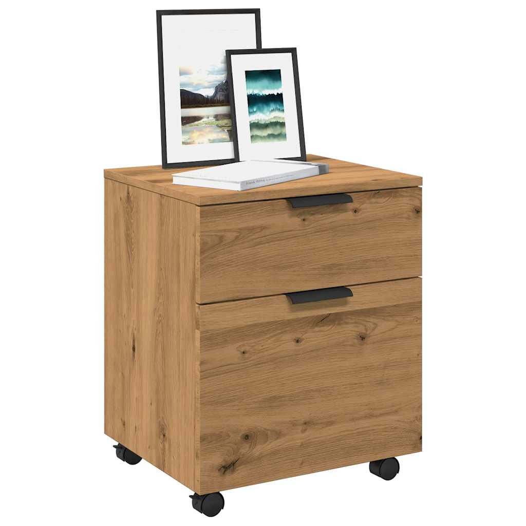 vidaXL Mobiler Aktenschrank mit Rollen Artisan Eichen-Optik 45x38x54cm