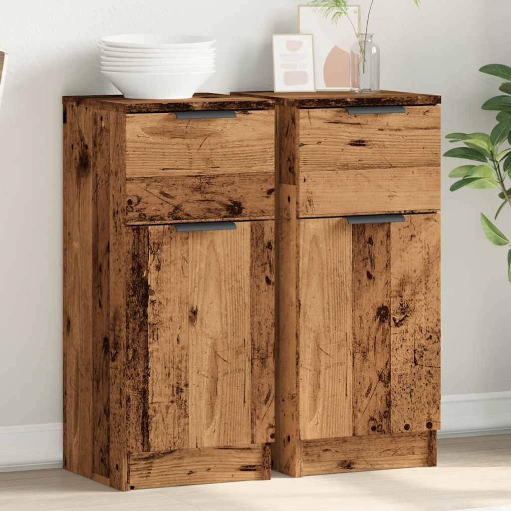 vidaXL Sideboards 2 Stk. Altholz-Optik 30x30x70 cm Holzwerkstoff