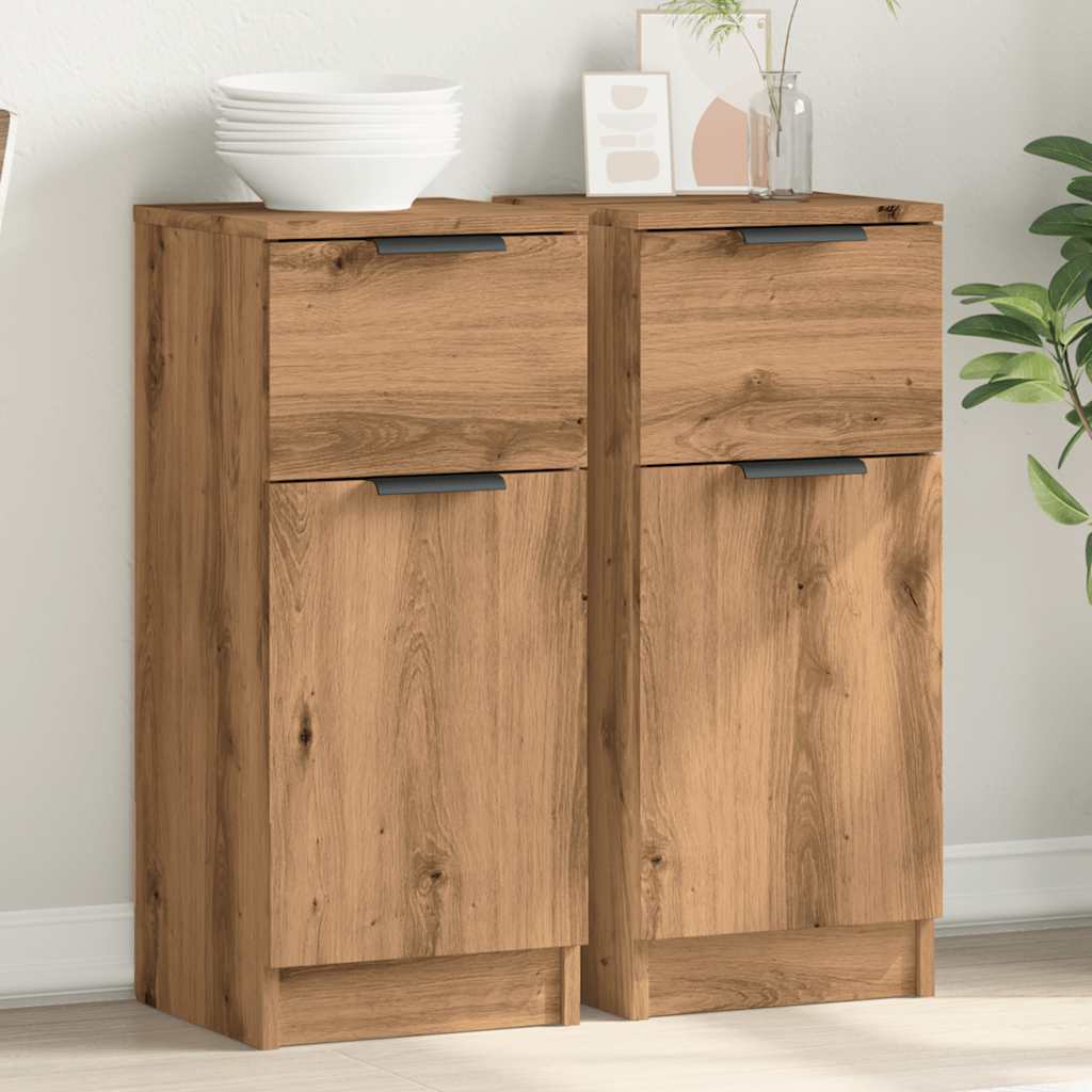 vidaXL Sideboards 2 Stk. Artisan-Eiche 30x30x70 cm Holzwerkstoff