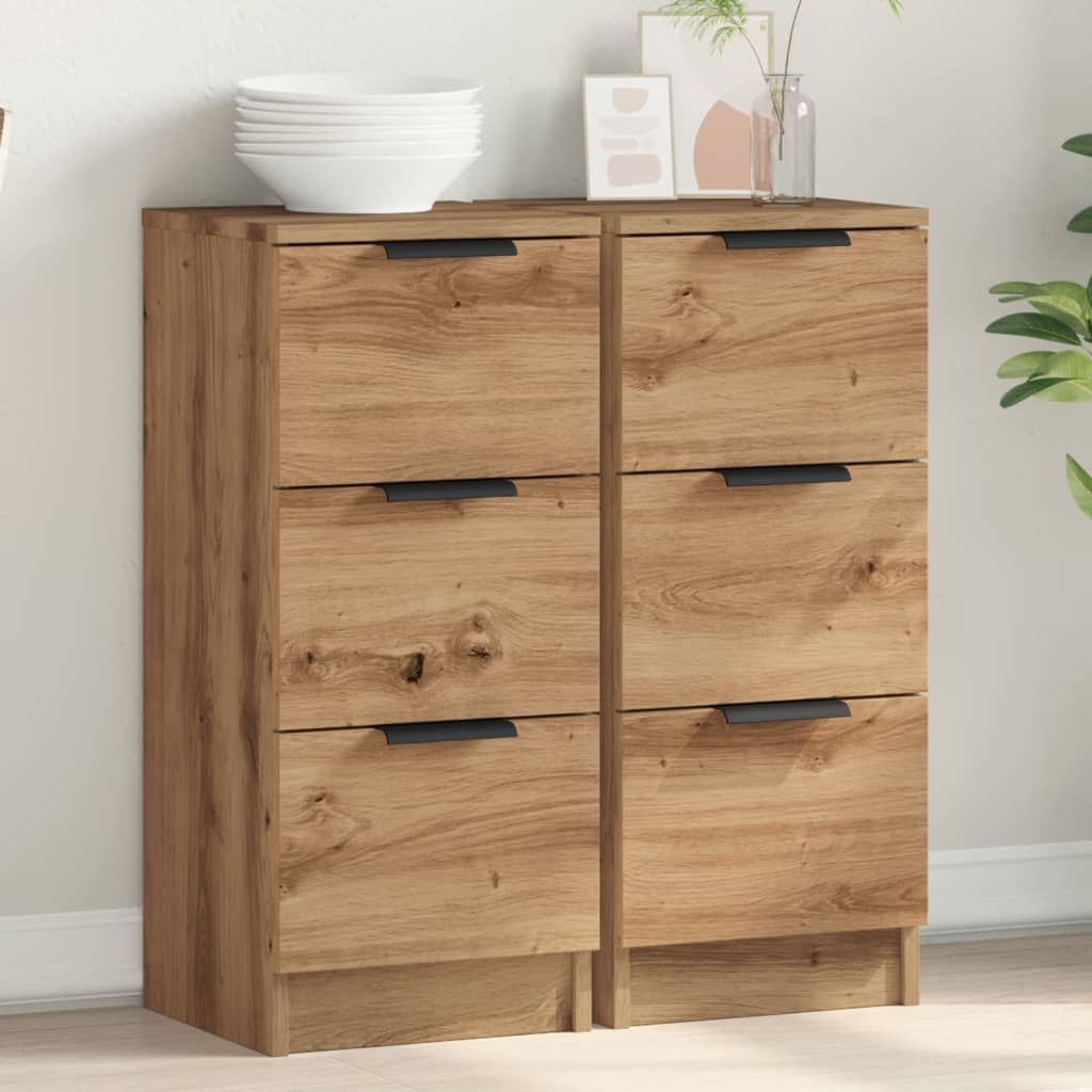 vidaXL Sideboards 2 Stk. Artisan-Eiche 30x30x70 cm Holzwerkstoff