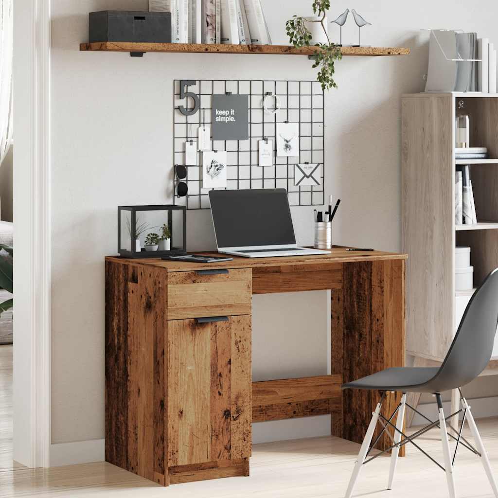 vidaXL Bureau 100x50x75 cm bewerkt hout oud houtkleurig afbeelding