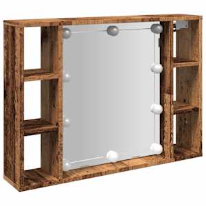 Zrcadlová skříňka s LED old wood 76x15x55 cm kompozitní dřevo - obrázek 2