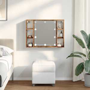 Zrcadlová skříňka s LED old wood 76x15x55 cm kompozitní dřevo - obrázek 3