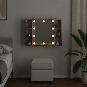 Zrcadlová skříňka s LED old wood 76x15x55 cm kompozitní dřevo - obrázek 4