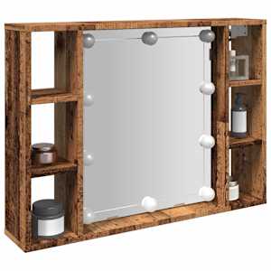Zrcadlová skříňka s LED old wood 76x15x55 cm kompozitní dřevo - obrázek 1