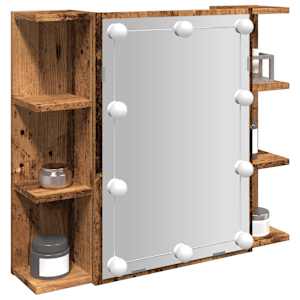 Zrcalna omarica z LED starim lesom 70x16,5x60 cm