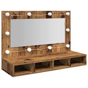 Zrcadlová skříňka s LED starého dřeva 90 x 31,5 x 62 cm - obrázek 2