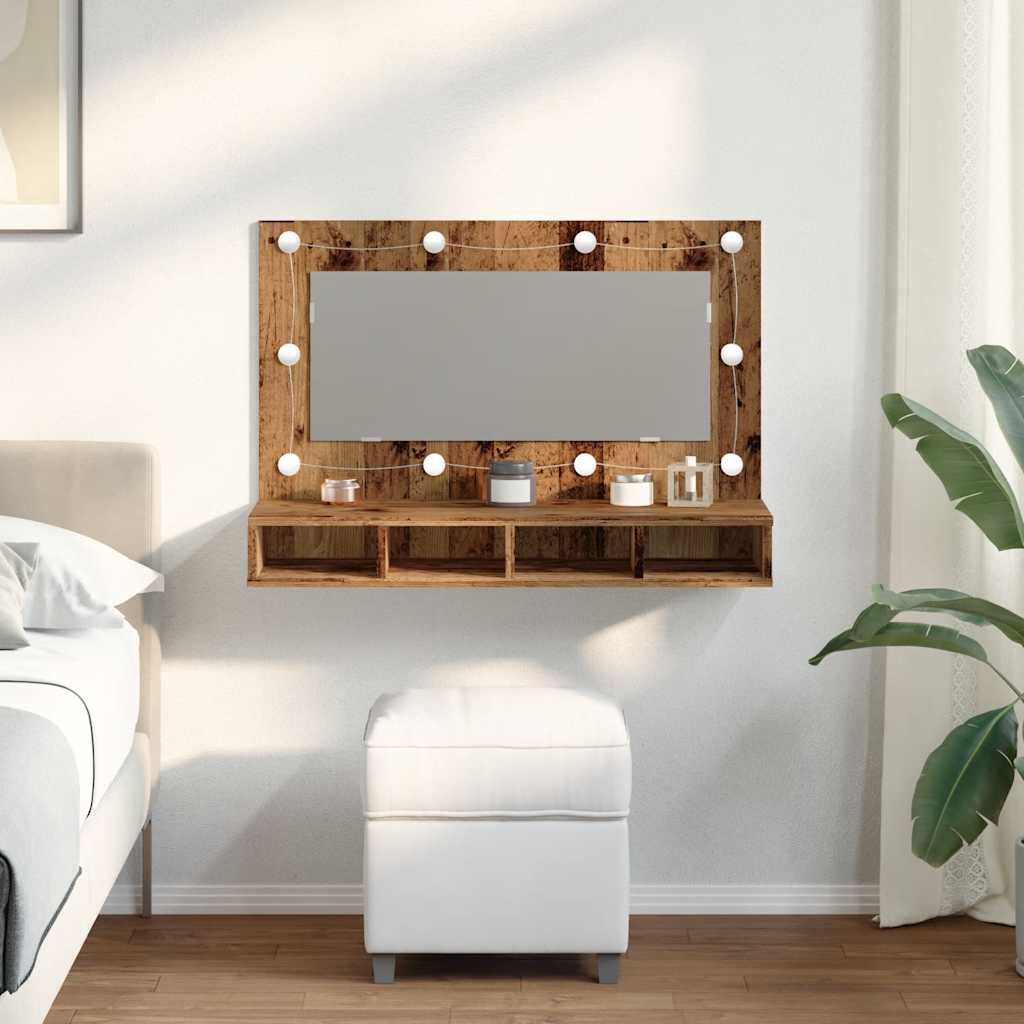 Thumbnail - vidaXL Spiegelschrank mit LED Altholz 90x31,5x62 cm