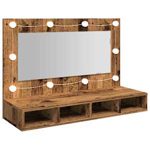 Zrcadlová skříňka s LED starého dřeva 90 x 31,5 x 62 cm - obrázek 8
