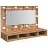 vidaXL peegelkapp LED-valgustusega, k&auml;sit&ouml;&ouml;tammepuidust, 90 x 31,5 x 62 cm