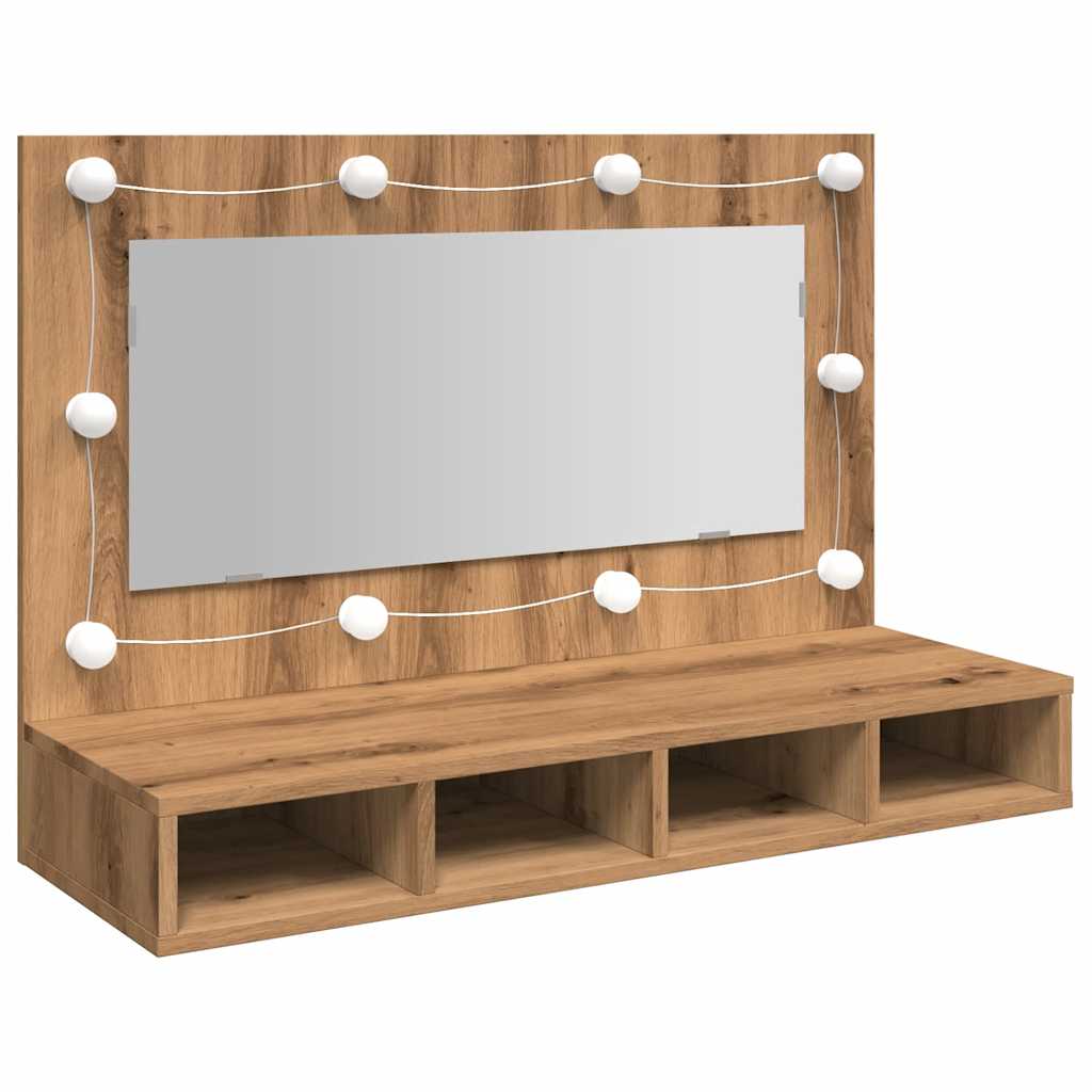 vidaXL Zrcadlová skříňka s LED dub artisan 90 x 31,5 x 62 cm
