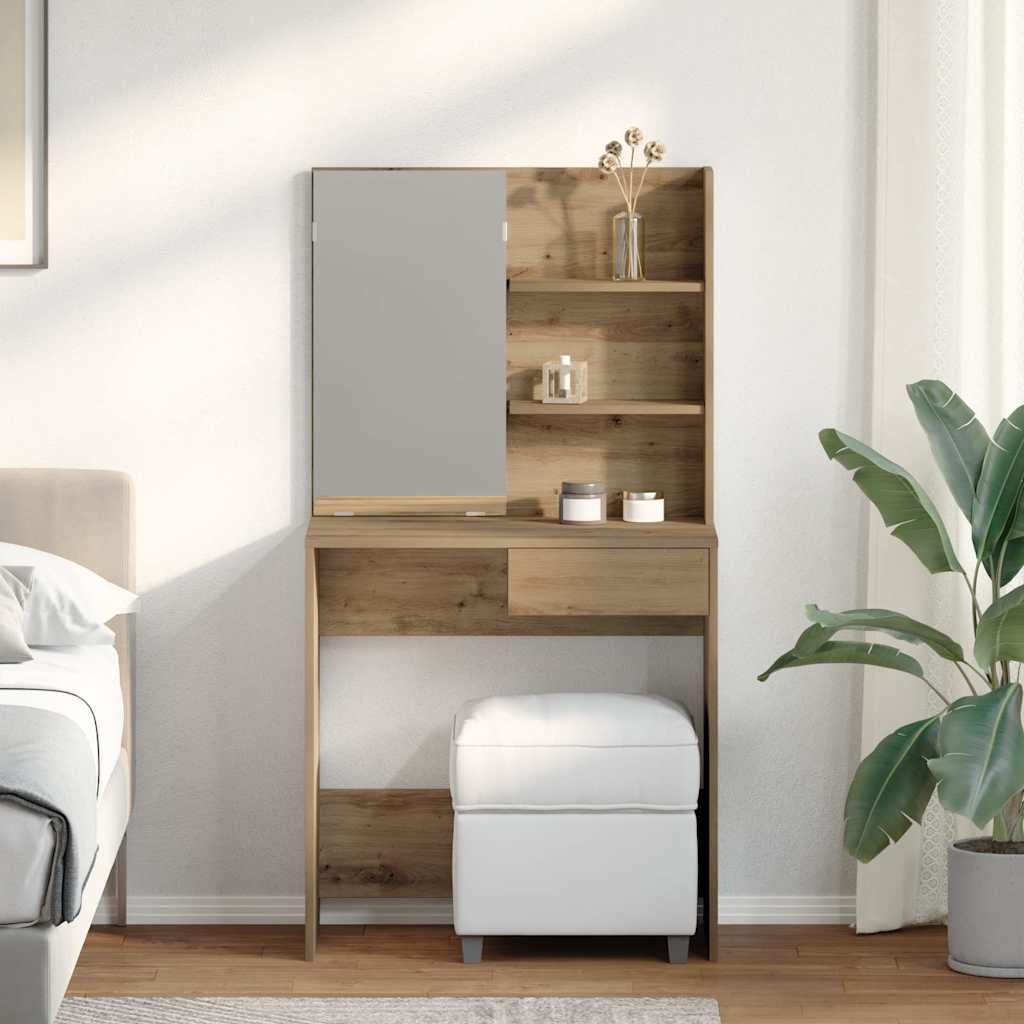 vidaXL Kaptafel met spiegel 74,5x40x141 cm artisanaal eikenkleur afbeelding