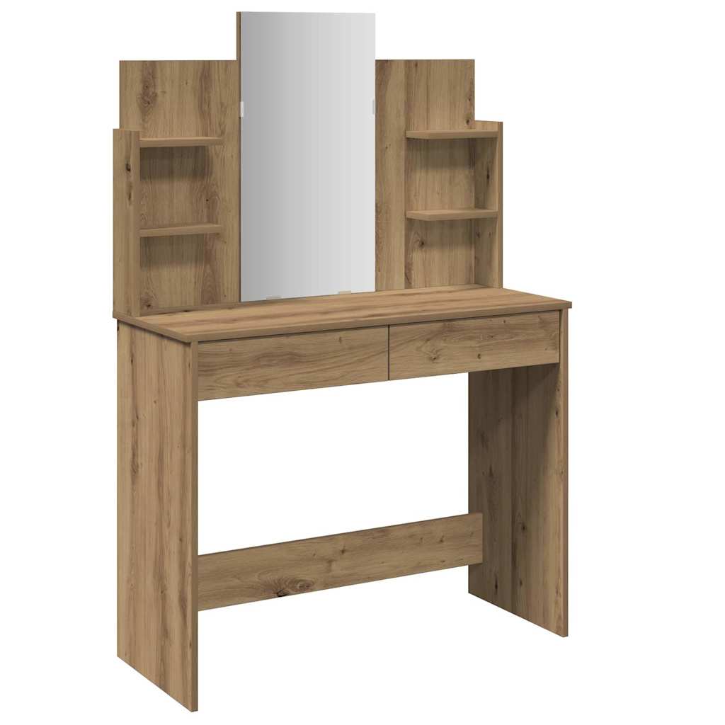 Thumbnail - vidaXL Schminktisch mit Spiegel Artisan-Eiche 96x39x142 cm