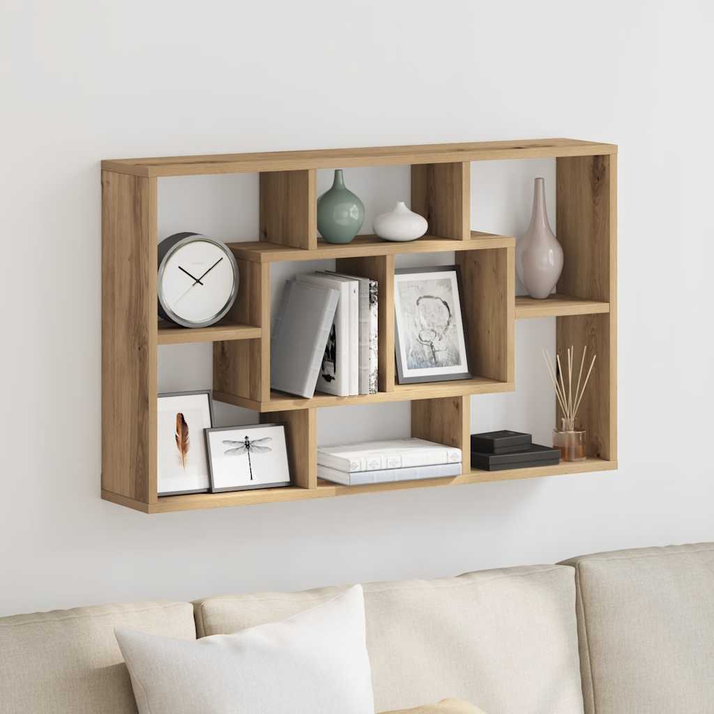 vidaXL Wandschap 85x16x52,5 cm bewerkt hout artisanaal eikenkleurig afbeelding
