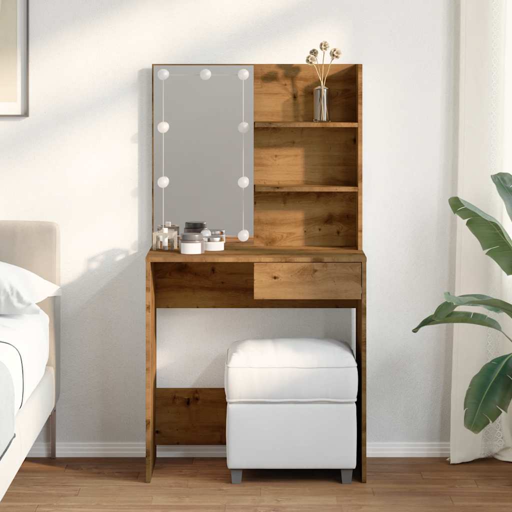 vidaXL kampauspöytä LEDillä Artisan Oak 74,5x40x141 cm
