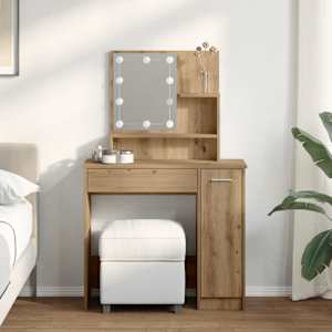 Toaletní stolek s LED dub artisan 86,5x35x136 cm - obrázek 1