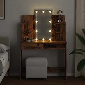 Toaletní stolek s LED osvětlením old wood 96 x 40 x 142 cm - obrázek 4