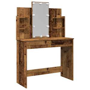 Toaletní stolek s LED osvětlením old wood 96 x 40 x 142 cm - obrázek 5