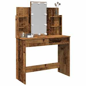Toaletní stolek s LED osvětlením old wood 96 x 40 x 142 cm - obrázek 1