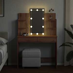 Toaletní stolek s LED osvětlením dub artisan 96 x 40 x 142 cm - obrázek 3