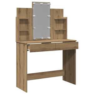 Toaletní stolek s LED osvětlením dub artisan 96 x 40 x 142 cm - obrázek 5