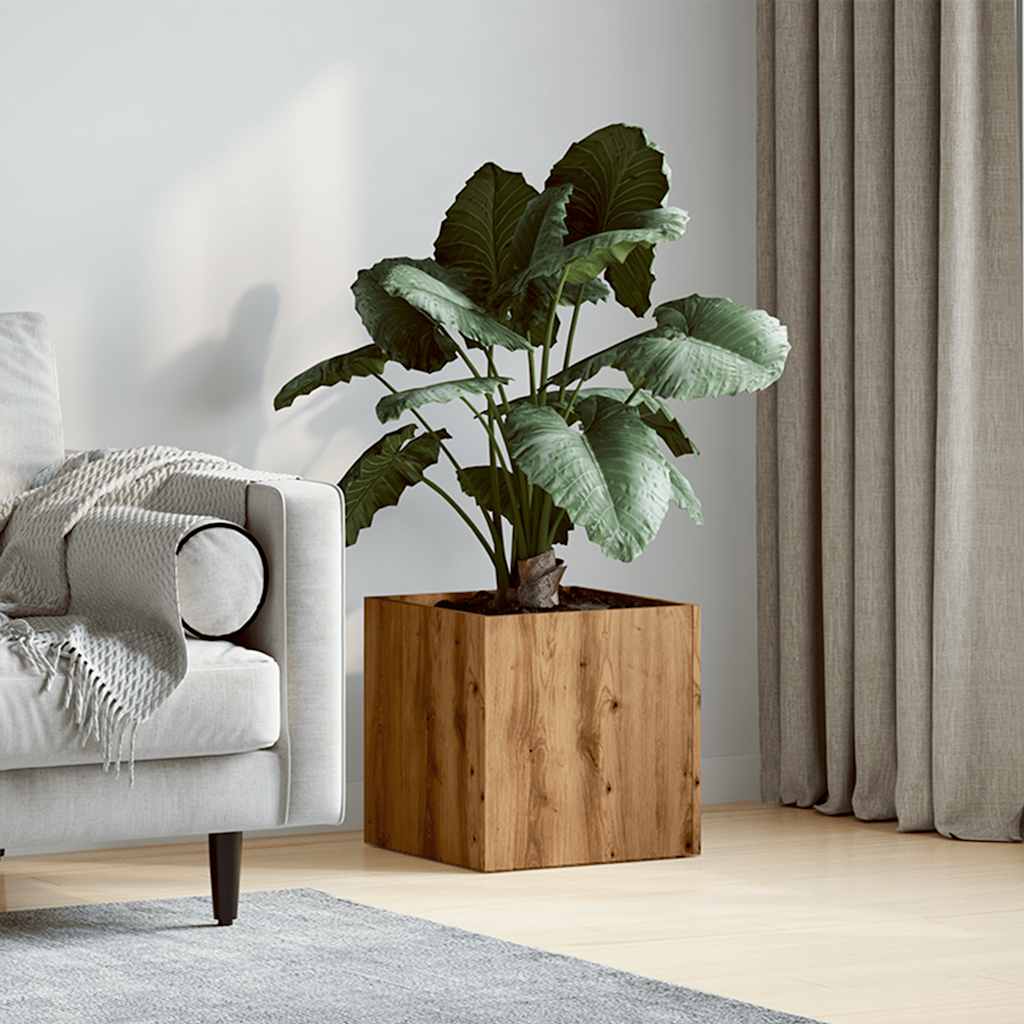 vidaXL Plantenbak 40x40x40 cm bewerkt hout artisanaal eikenkleur afbeelding