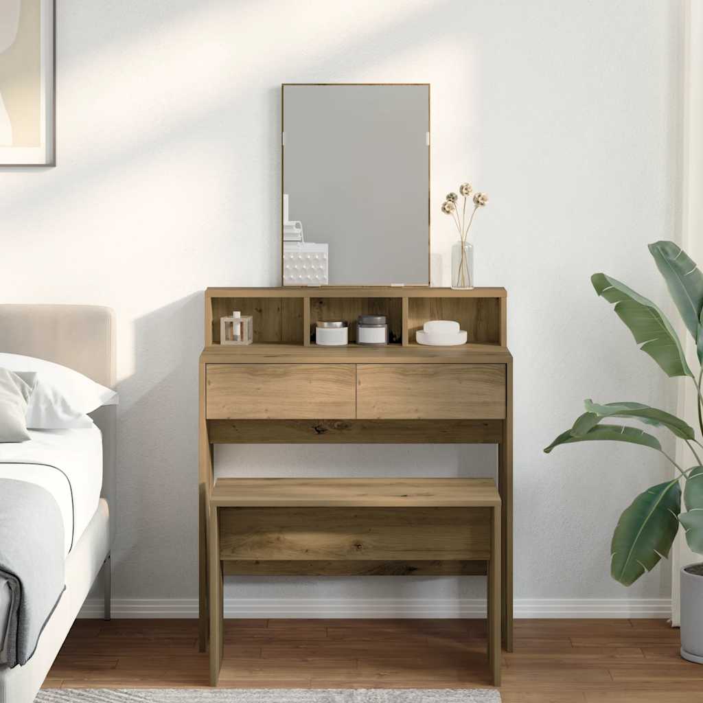 vidaXL Taburet de toaletă Stejar artizanal 70x35x45 cm Lemn prelucrat