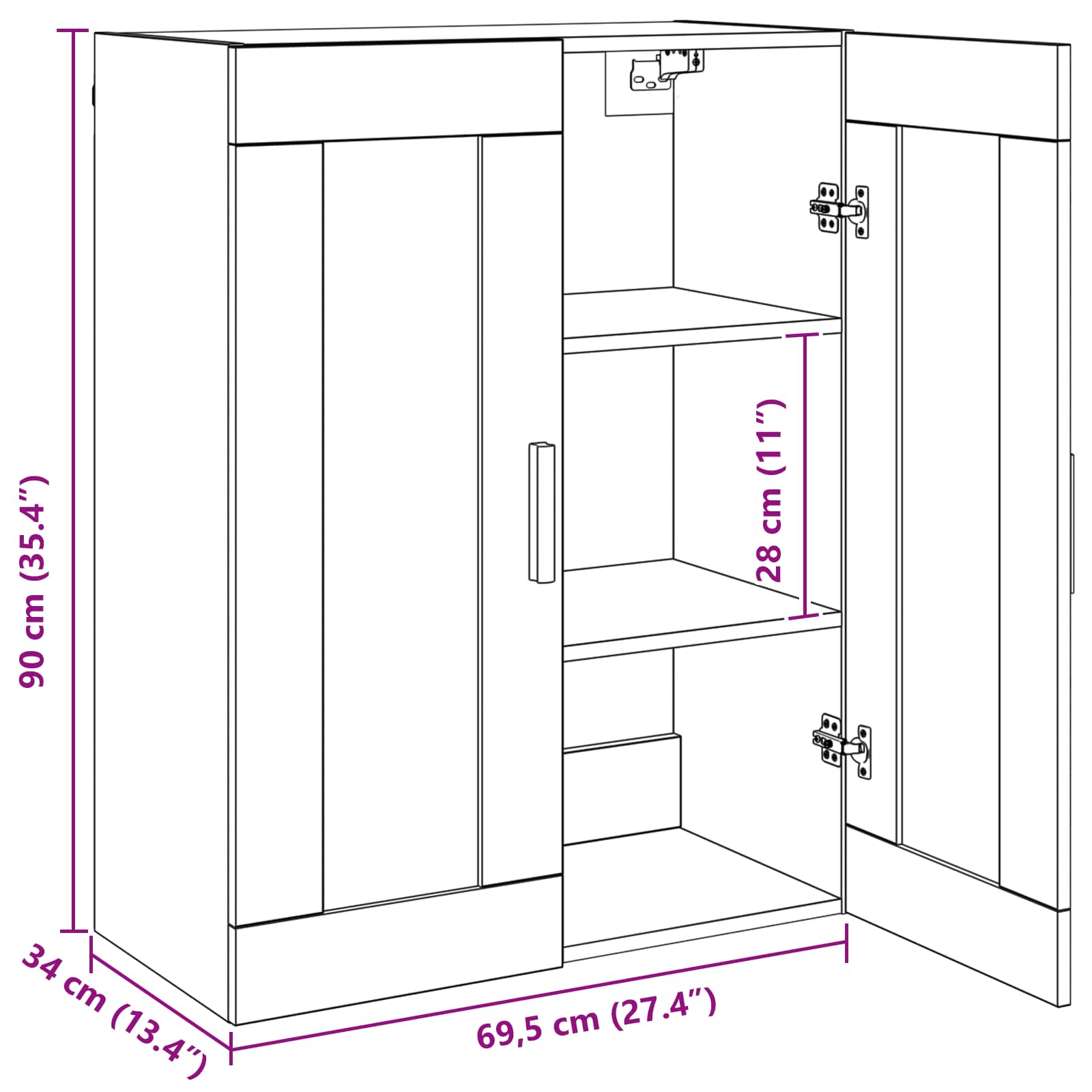 Hanging Wall Cabinet 69 size guide