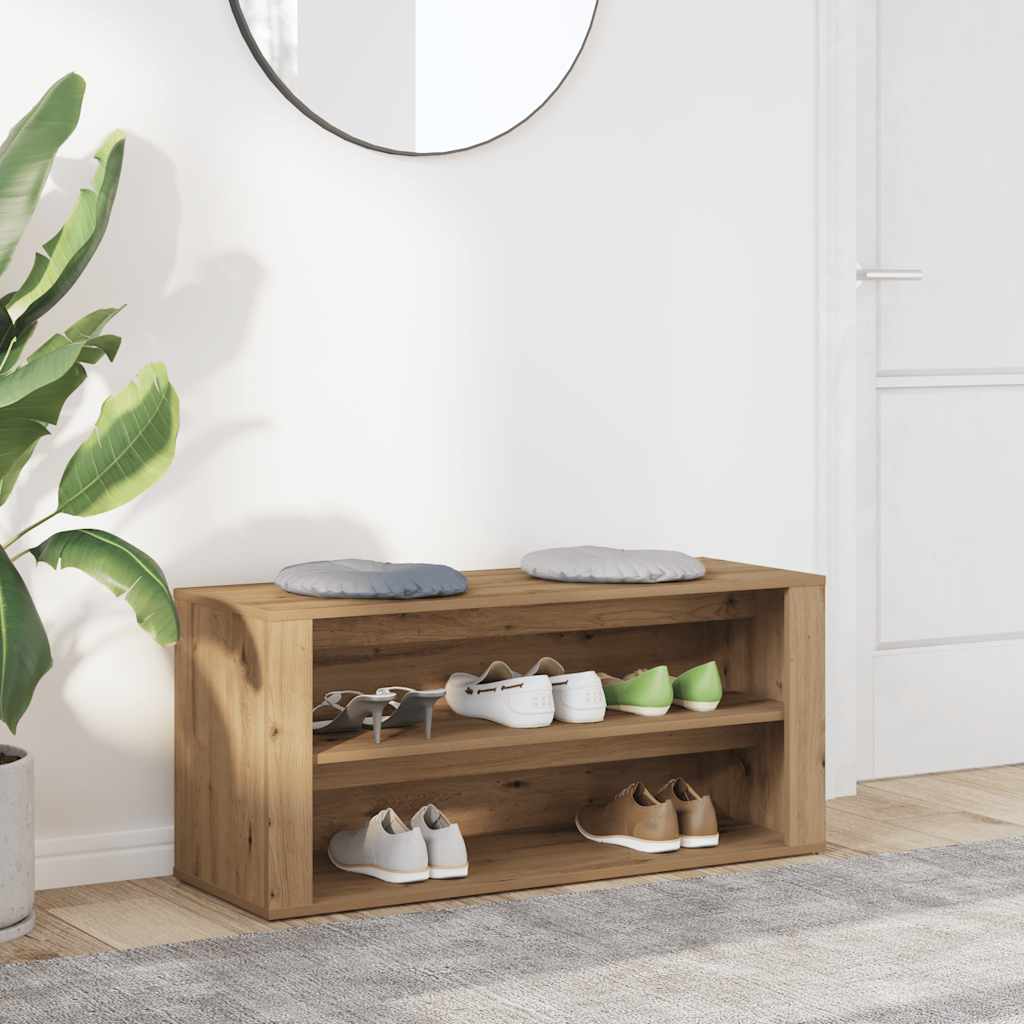 vidaXL Bancheta pantofar stejar artizanal 100x35x45 cm, lemn prelucrat