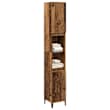 Armoire De Salle De Bain Noire 32x34x188,5 Cm - Meuble De Rangement En Bois D'Ingénierie Avec 6 Compartiments