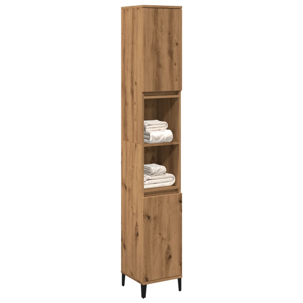 vidaXL Badkamerkast 30x30x190 cm bewerkt hout artisanaal eikenkleurig afbeelding