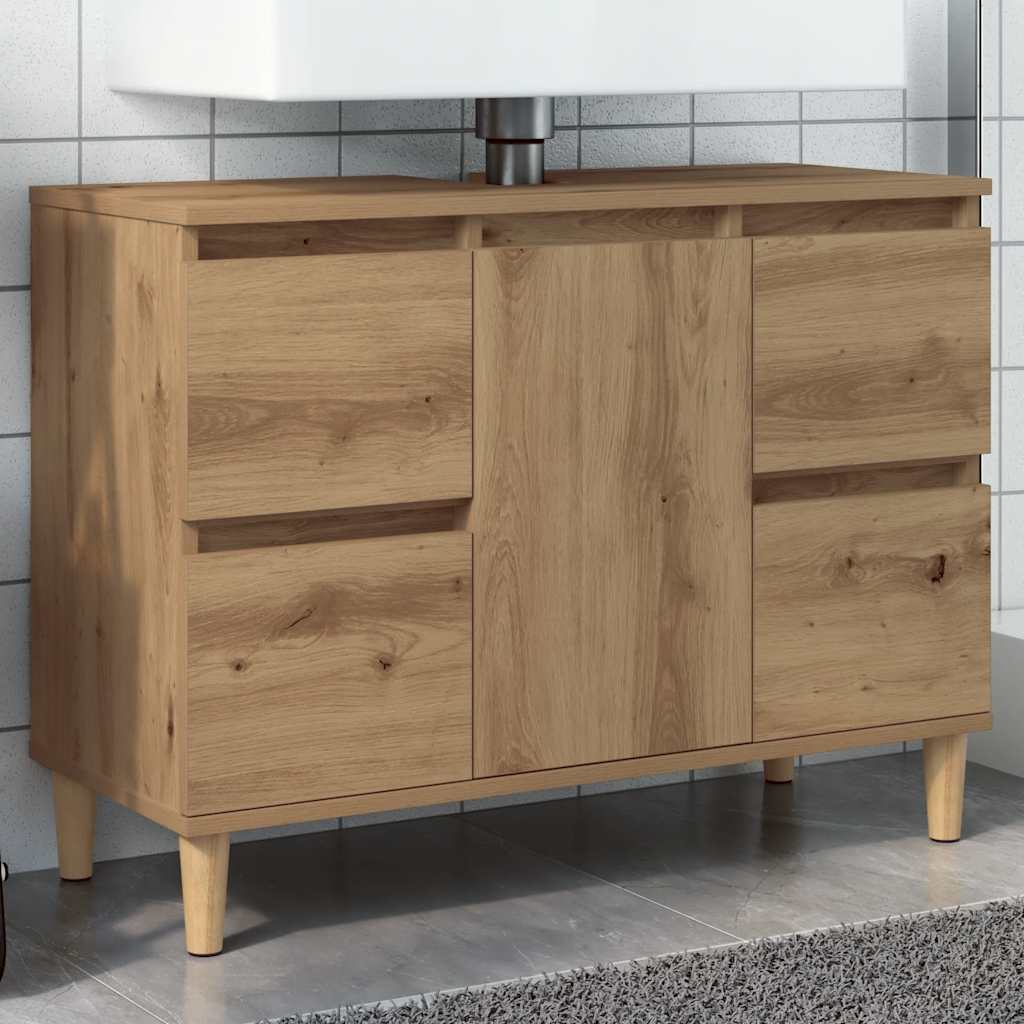 vidaXL Dulap de chiuvetă stejar artizanal, 80x33x60 cm, lemn prelucrat