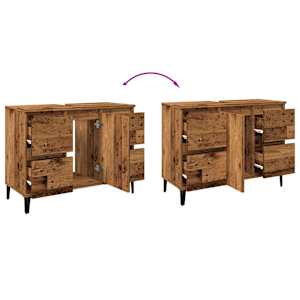 Skříňka pod umyvadlo old wood 80 x 33 x 60 cm kompozitní dřevo - obrázek 8
