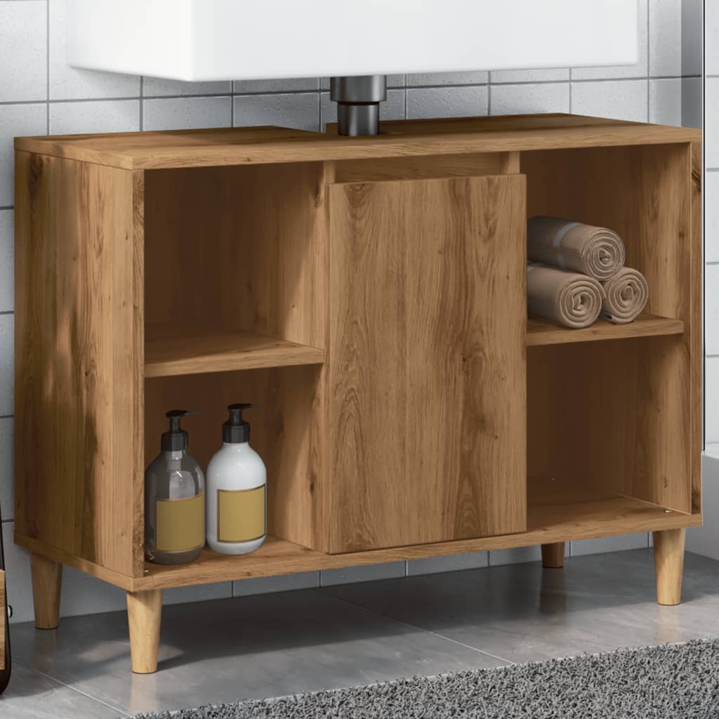 Badschrank Braun Artisan-Eiche 80x33x60 cm Holzwerkstoff