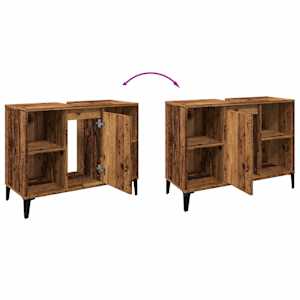 Skříňka pod umyvadlo old wood 80 x 33 x 60 cm kompozitní dřevo - obrázek 8