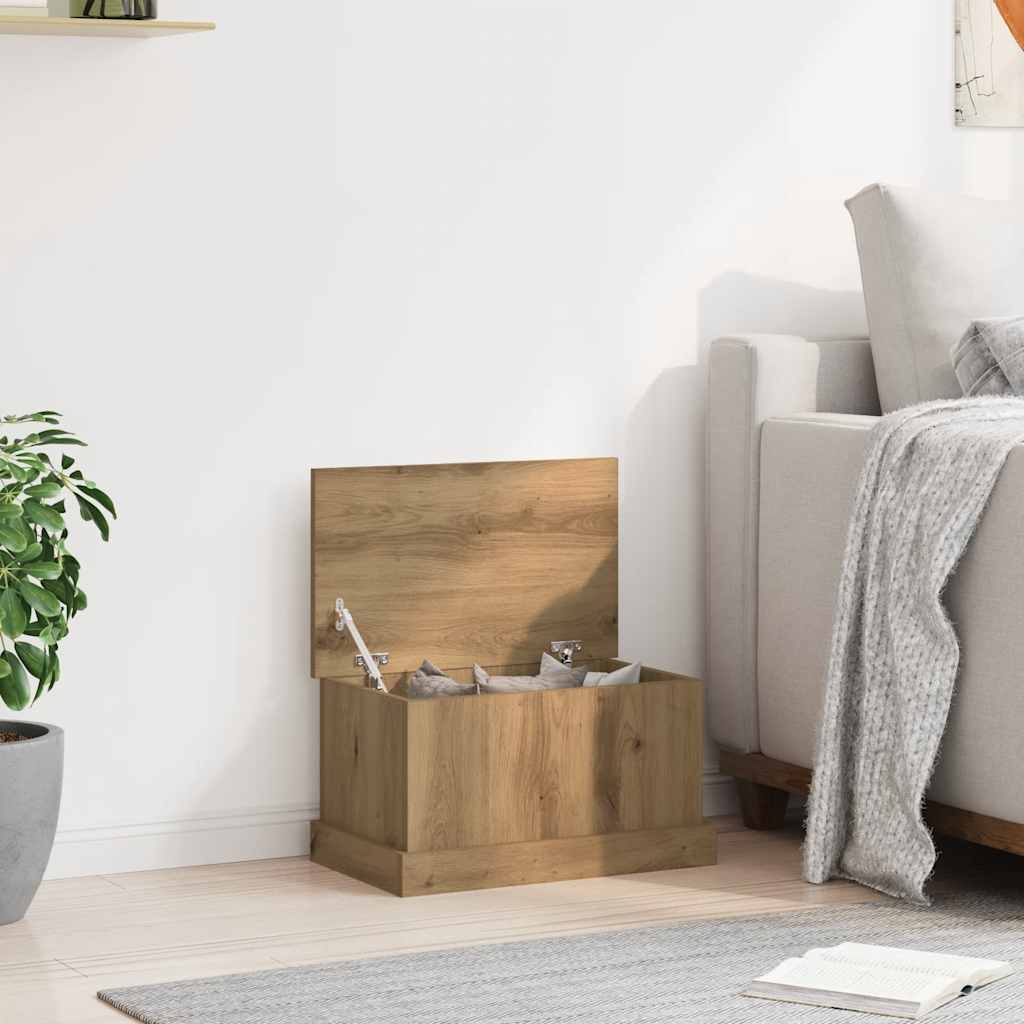 vidaXL kézműves tölgy színű szerelt fa tárolódoboz 30 x 50 x 28 cm