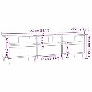TV skříňka old wood 150 x 30 x 44,5 cm kompozitní dřevo - obrázek 10