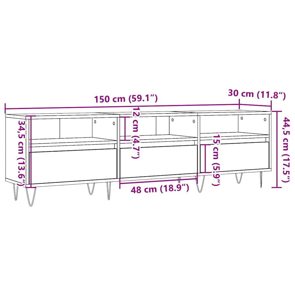 TV Cabinet Engineered Wood size guide