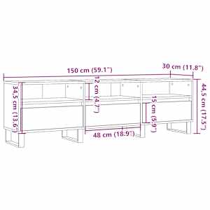TV skříňka old wood 150 x 30 x 44,5 cm kompozitní dřevo - obrázek 10