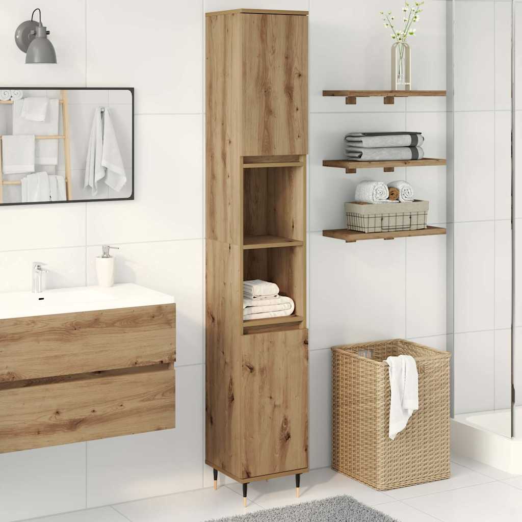 vidaXL Dulap de baie, stejar artizanal, 30x30x190 cm, lemn prelucrat