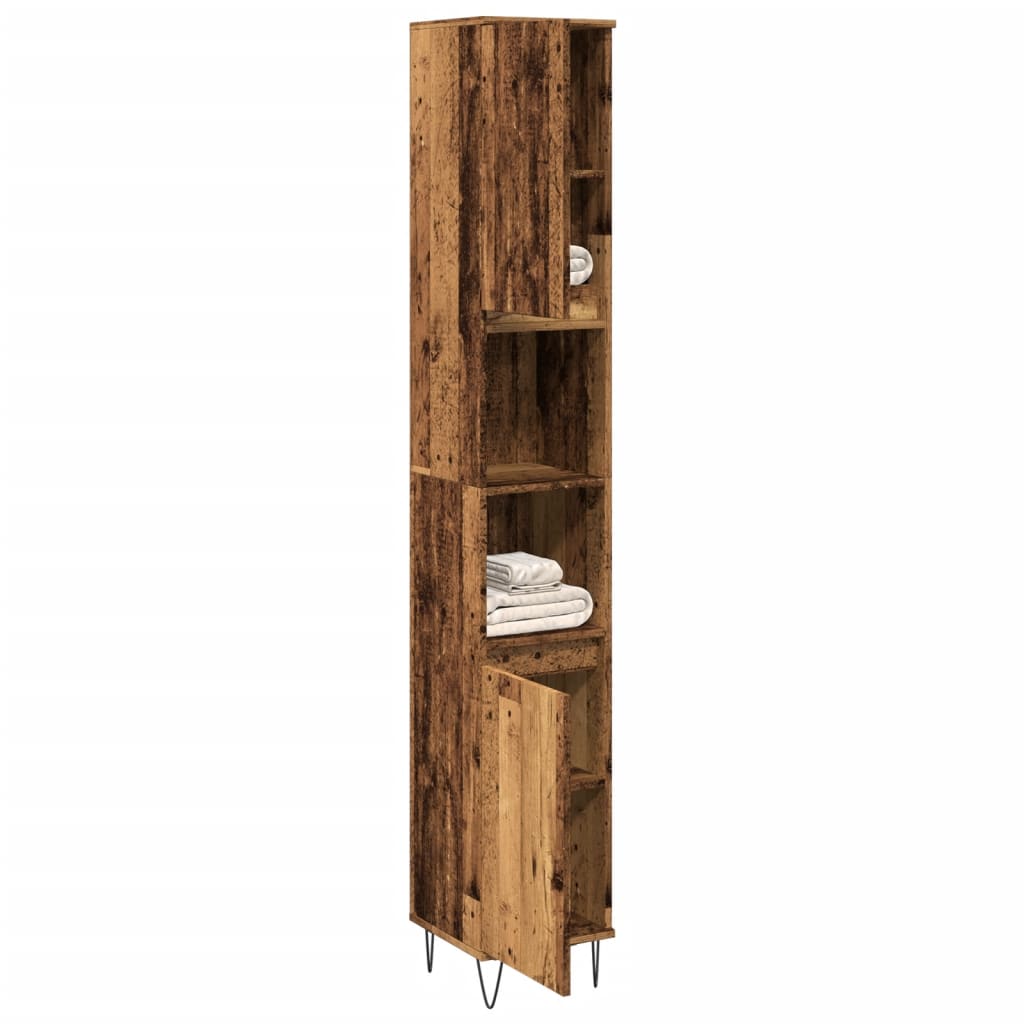 vidaXL Badschrank Altholz-Optik 30x30x190 cm Holzwerkstoff