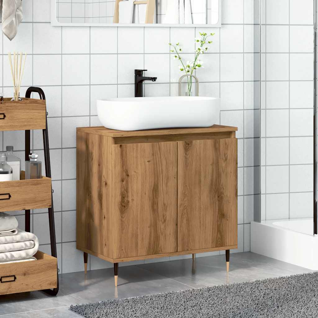 vidaXL Badkamerkast 58x33x60 cm bewerkt hout artisanaal eikenkleurig afbeelding
